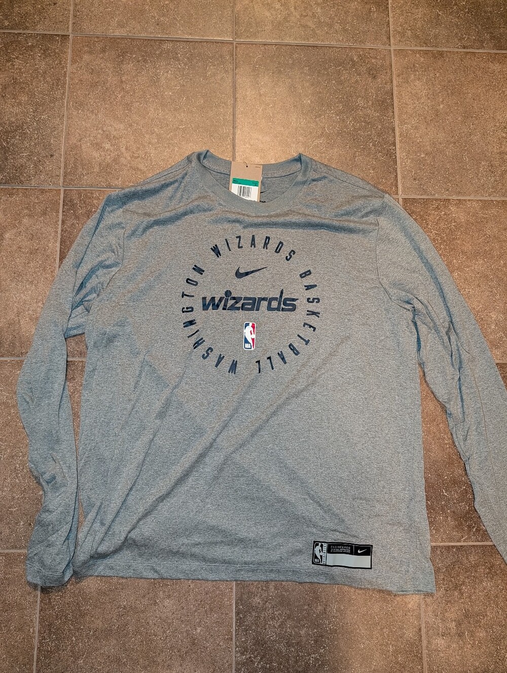 Nike Washington Wizards NBA Long Sleeve dri fit practice Shirt DSWT XL